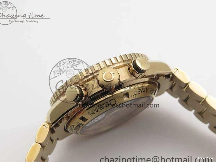 0328 Seamaster Pro Chrono RG Best Edition Black Ceramic Black Dial On RG Bracelet A ComfortFit 8130